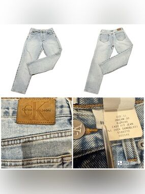 Vintage 90s Calvin Klein "Easy Fit" jeans featuring an "All Over Sandblast" wash